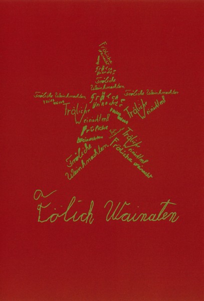 Weihnachtskarte Stern (Faltkarte A5, gold auf rot)